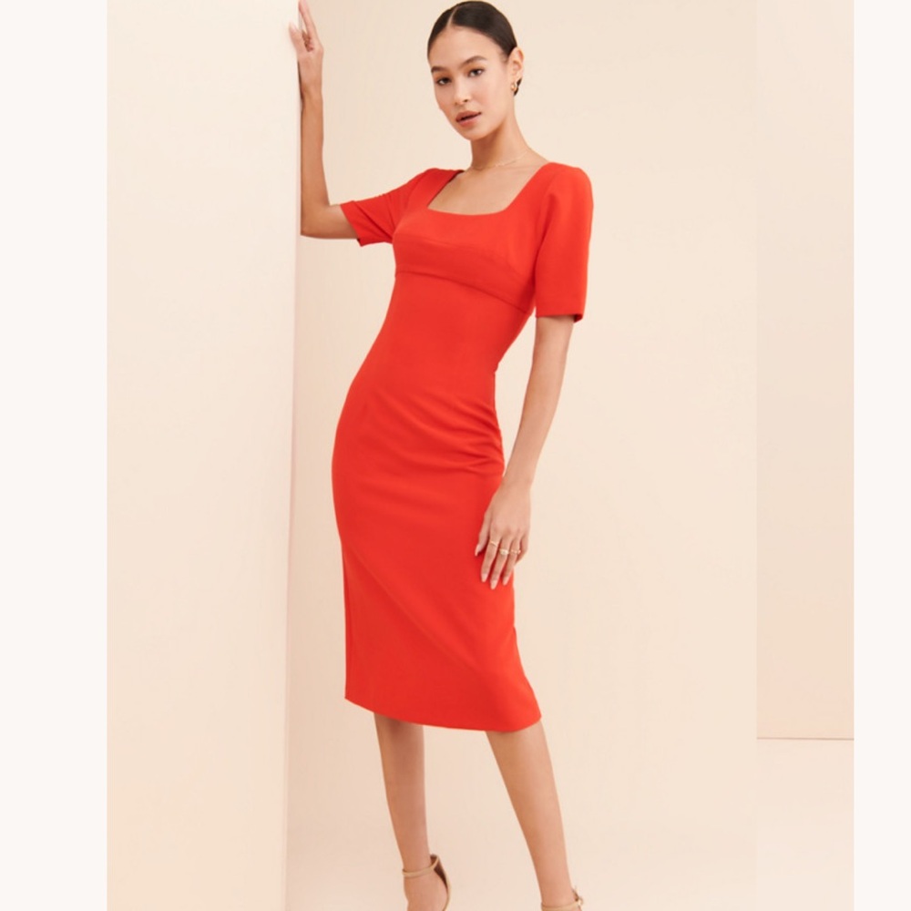 Cooper St Hailey Fitted Midi Dress Red